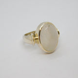 Sterling Silver Moonstone Cabochon Studio Style Dress Ring Vintage c1970 Size O