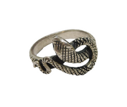 Sterling Silver Textured Oxidised Snake Statement Ring Vintage c1970 Size R