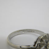 9ct White Gold Diamond Set Floral Dress Ring Vintage c1980 Birmingham