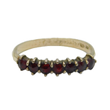 900 Silver Gilt Continental 7 Garnet Half Eternity Ring Vintage c1970 Size M