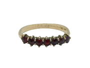 900 Silver Gilt Continental 7 Garnet Half Eternity Ring Vintage c1970 Size M