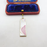 Sterling Silver Pink Mother of Pearl Modernist Charm Pendant Vintage c1970