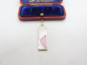 Sterling Silver Pink Mother of Pearl Modernist Charm Pendant Vintage c1970