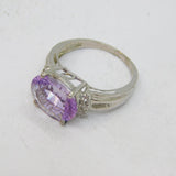 Sterling Silver Amethyst & White Topaz Cocktail Ring Vintage c1990 Size L 1/2