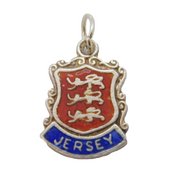 Sterling Silver Enamel Jersey Souvenir Charm Pendant Vintage c1970s