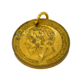 King George V Gilded Copper Farthing Lucky Coin Charm Antique 1933