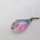 Art Deco Sterling Silver Faceted Iris Glass Drop Pendant Antique c1920