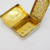 George IV Sterling Silver Gilt Vinaigrette Antique 1827 Birmingham