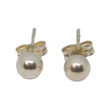 Pair of Sterling Silver 4mm Round Plain Ball Stud Earrings Vintage c1970