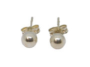 Pair of Sterling Silver 4mm Round Plain Ball Stud Earrings Vintage c1970