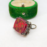 Base Metal & Resin Chess Board Style Fob Charm Pendant Vintage c1970