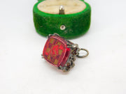 Base Metal & Resin Chess Board Style Fob Charm Pendant Vintage c1970