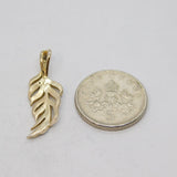 Sterling Silver Gilt Fern Leaf/Feather Single Diamond Set Pendant Vintage c1970