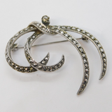 Edwardian Sterling Silver Marcasite Spray Brooch Antique 1907 Birmingham