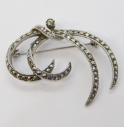 Edwardian Sterling Silver Marcasite Spray Brooch Antique 1907 Birmingham
