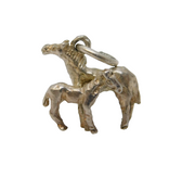Sterling Silver Foal with Mare Charm Pendant Vintage c1970