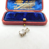 Sterling Silver and Diamond Paste Drop Charm Pendant Vintage c1970