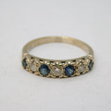 20th Century 18ct White Gold, Diamond & Sapphire Seven-Stone Ring Antique