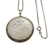 Queen Victorian 1897 Diamond Jubilee Crown Coin Medallion Necklace Antique