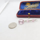 Sterling Silver Pink Glass Bead Drop Charm Pendant Vintage c1970