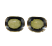 South African Studio Sterling Silver & Lemon Jade Clip-On Earrings Vintage