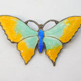 Sterling Silver & Colourful Enamel Butterfly Brooch Pin Antique c1940 Art Deco