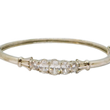 Sterling Silver Graduating CZ Hinged Cuff Bangle Bracelet Modern c1990