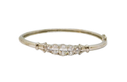Sterling Silver Graduating CZ Hinged Cuff Bangle Bracelet Modern c1990