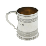 Victorian Sterling Silver Lined Pattern Christening Mug Antique 1843 London