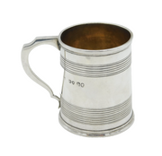 Victorian Sterling Silver Lined Pattern Christening Mug Antique 1843 London
