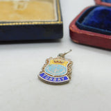 Sterling Silver and Coloured Enamel 'Torbay' Travel Shield Charm Vintage c1970
