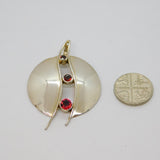 Sterling Silver Triple Graduating Garnet Modernist Studio Pendant Vintage c1970s
