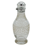 Victorian Sterling Silver Tooped Etched Glass Cayenne Pepper Pot Antique 1875