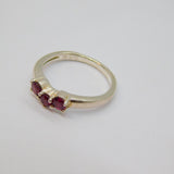 Sterling Silver 3 Pink Topaz Wishbone Dress Ring Vintage c1970 Size N