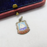 Sterling Silver and Enamel Horning Travel Shield Charm Pendant Vintage c1970