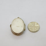 Sterling Silver White & Aqua Glass & Gold Foil Pill Box Pendant Vintage c1970