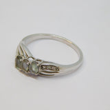 Sterling Silver 3 Oval Iolite & 2 Diamond Dress Ring Vintage c1970 Size O