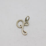 Sterling Silver 'P' Script Form Initial Charm Pendant Vintage c1970s
