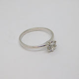 Sterling Silver White Sapphire Solitaire Dress Ring Vintage c1970 Size R 1/2