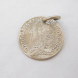 George II Sterling Silver Lima Sixpence Coin Fob Pendant Antique 1745