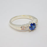 Sterling Silver Blue & Clear Paste Set Dress Ring Vintage c1970 Size O