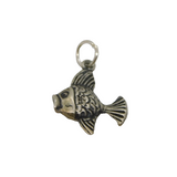 Continental 835 Silver Patterned Goldfish Form Charm Pendant Vintage c1970s