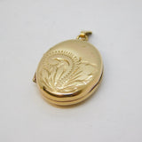 9ct Yellow Gold Floral Pattern Sweetheart Locket Pendant Vintage 1983 Birmingham