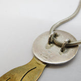Sterling Silver & Brass Hare Looking at the Moon Pendant Necklace Vintage
