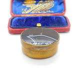 Victorian Gilt Metal, Banded & Red Agate Trinket or Pill Box Antique c1860 AF