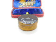 Victorian Gilt Metal, Banded & Red Agate Trinket or Pill Box Antique c1860 AF