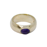 Sterling Silver Cabochon Amethyst Wide Band Studio Ring Modern c1997 Size M