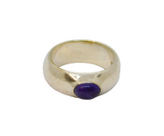 Sterling Silver Cabochon Amethyst Wide Band Studio Ring Modern c1997 Size M