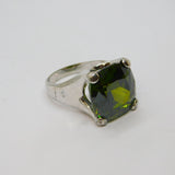 Sterling Silver Faceted Peridot Chunky Cocktail Ring Vintage c1990 Size R