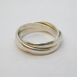 Sterling Silver Triple-Band Trinity Wedding Ring Vintage c1970s